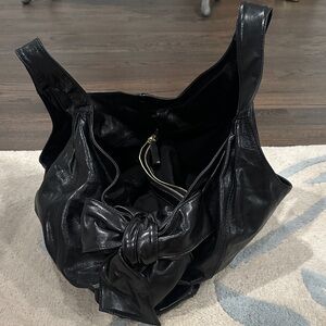 Valentino Black Leather Hobo Bag with Bow